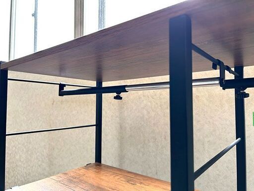 【自社配送は札幌市内限定】◆美品 木製棚シェルフ 幅880mm×奥行400mm×高さ1820mm キャスター付き/ 棚板変更可能◆倉庫保管品