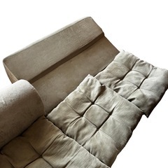 3人掛けローソファ グリーン 幅175cm 分割タイプの画像