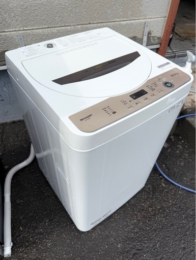 札幌市内配送可 22年製 SHARP シャープ 6kg 全自動洗濯機 ES-GE6F-T 動作良好