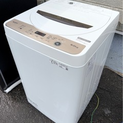 札幌市内配送可 22年製 SHARP シャープ 6kg 全自動洗濯機 ES-GE6F-T 動作良好の画像