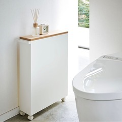 山崎実業　ハンドル付きスリムトイレラック タワーの画像