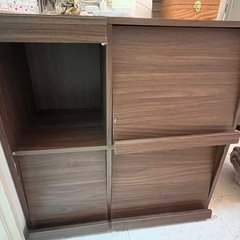 木製 4マス オープンシェルフ 本棚 収納棚 ダークブラウンの画像