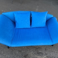 OSLO 2人掛けブルーソファー　高さ74×幅150×奥75㎝　0312-07の画像