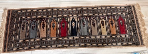 パキスタン産のヴィンテージ手織り絨毯（ランナータイプ） レトロ