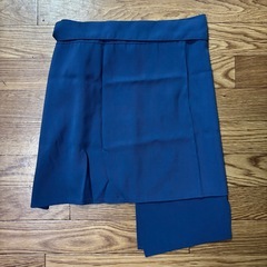 ネイビー ラップスカート ミニ丈 リボン付きの画像