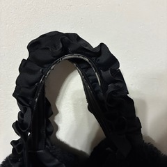 フェイクファーフリル手提げバッグの画像