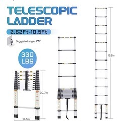 RIKADE (リケード) 伸縮はしご 10.5フィート アルミニウム 伸縮はしご 滑り止めの足付き ポータブル 伸長はしご 家庭用 屋外作業用 耐荷重330ポンド (3.2m/10.5フィート)の画像