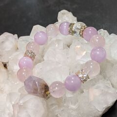 クンツァイト×ローズクォーツ　デザインブレス　天然石の画像