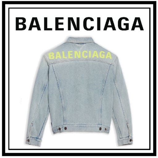 BALENCIAGA バックロゴ デニムジャケット ライトブルー