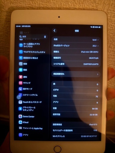 iPadmini5 ゴールド