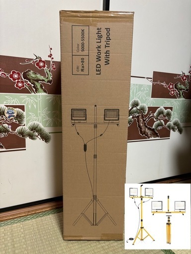 【新品】LED投光器 作業灯 100W 18000LM 超高輝度 ワークライト 三脚スタンド付き 昼白色 5000K 5Mコード付き 