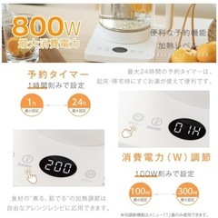 電気ケトル ガラス ケトル 電気 温度調節付き 1.5L 透明 ガラスケトル 電気ポット 4時間保温 空焚き防止 予約機能 自動OFF 茶こし付き ホワイト tt-passo-k03-whの画像