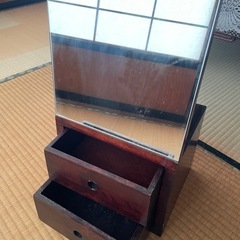 値段交渉可  【アンティーク】木製 姿見 鏡台 ミニチェスト 2段引き出し付き 和モダンの画像