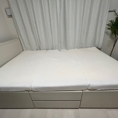 【ニトリ セミダブルベッド＋マットレス】収納チェストベッド N-ジオT コンセント付きの画像