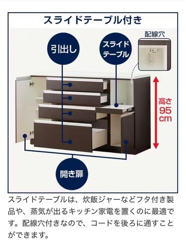 【横浜市磯子区】ニトリ 食器棚 キッチンボード 美品　幅150cm ダークブラウン