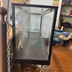 ショーケース　照明付き　引戸タイプ　コレクションケース　ガラス棚　鍵なし　一部破損ありの画像