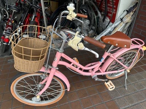 18インチ　ブリヂストン（ハッチ）スタンド付き　子供用自転車　ピンク色