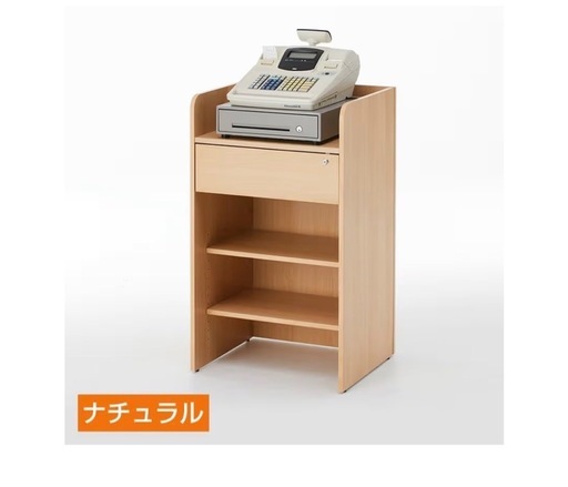 木製 レジカウンター 鍵付き引き出し付 幅590×奥行500×高さ1000mm セルボ ナチュラル