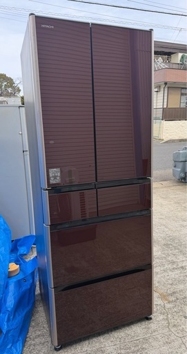 日立 6ドア冷蔵庫 ガラストップ 2017年製 475L 中古品 傷汚れ有り