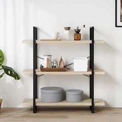 【売約済】LOWYA シェルフ 幅100 ナチュラル 3段 ディスプレイラックの画像