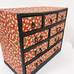 ★昭和レトロ★小箪笥　千代紙貼り　4段チェスト　小物入れの画像