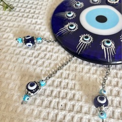 ナザールボンジュウ 壁掛け トルコ魔除け お守り ブルー青い目のモチーフ 壁飾りの画像