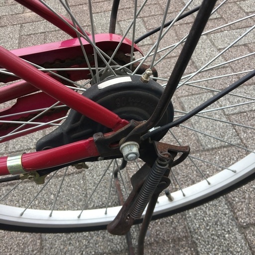 26インチ　自転車　シングルギア　ワインレッド
