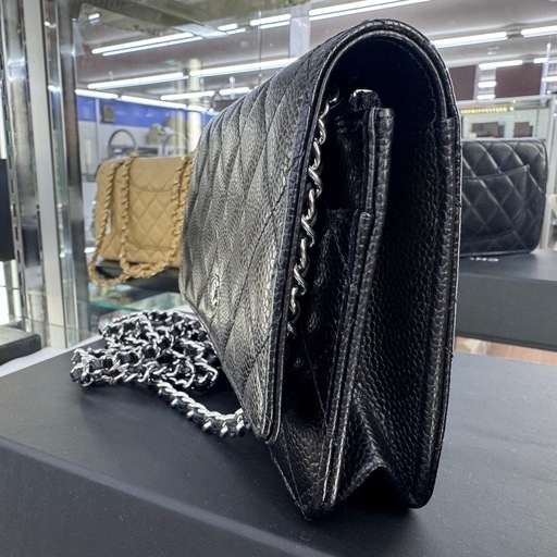 ☆ドリーム荒牧店☆CHANEL シャネル キャビアスキン チェーンウォレット ショルダー 財布 ブラック