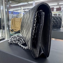 ☆ドリーム荒牧店☆CHANEL シャネル キャビアスキン チェーンウォレット ショルダー 財布 ブラックの画像