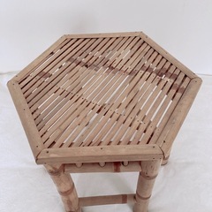 花台 観葉植物 スツール テーブル 椅子 六角形 アジアン レトロ バンブー ラタン 竹の画像