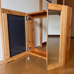 【新品】無垢材 洗面収納棚(400×200)ミラーキャビネットの画像