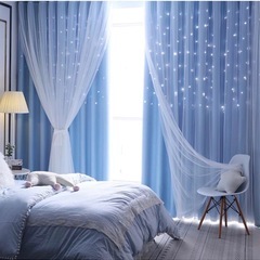 カーテン 水色 丈178×幅90 2枚セットの画像