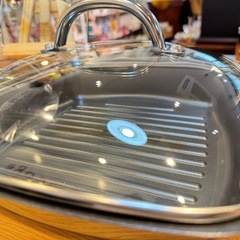 A8117【マイヤー】スクエアグリルパン 24cm レッド グリルプレス付きの画像