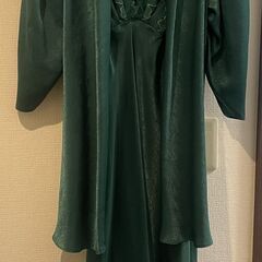 ANNEBRA ~アンブラ~ ダークグリーン　光沢あり華やかナイトウエア　ガウンの画像