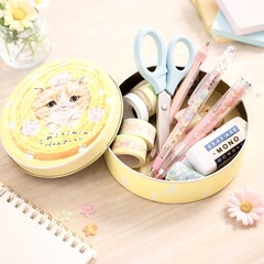 こねこのこねこね バームクーヘン缶 丸型 猫 缶 小物入れの画像