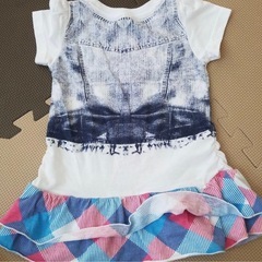 スカート2段プリントワンピース　95センチの画像