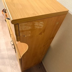 木製キッチンカウンター 食器棚 レンジ台の画像