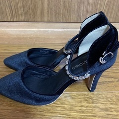 黒 スエード ポインテッドトゥ ハイヒール　22.5cmの画像