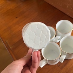 カップ＆ソーサー 5客セット 白×金縁の画像