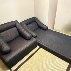 「リーンロゼ ソファ 2セット｜1台はベッドになるタイプ｜100cm×100cm」の画像