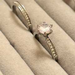 ①ジルコニアリング 2点セット 13号 レディース 指輪 キラキラ 重ね付けの画像