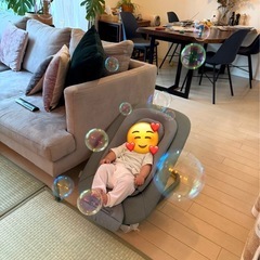 【美品・箱付き】Cybex バウンサー Stone Blueの画像