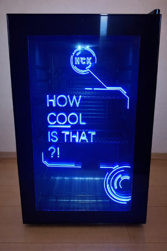 【ほぼ新品】HCK ミニ冷蔵庫 69L LED ガラスドア ゲーミング