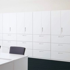 【大阪府内配送対応】コクヨ製 エディア(EDIA) キャビネット上下セット 3段ラテラル＋両開きガラス扉の画像