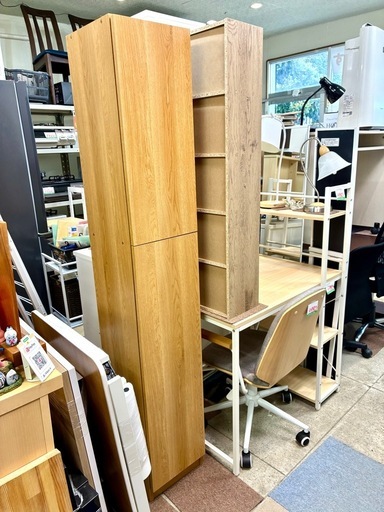 ぼん家具本棚 壁面収納 扉付き 日本製 書棚 収納 キャビネット 中古 家具 幅30ナチュラル