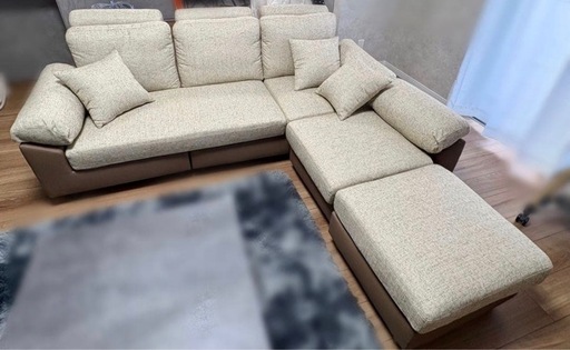 CARLO カウチソファ ベージュ 使用1ヶ月 美品 オットマン付き