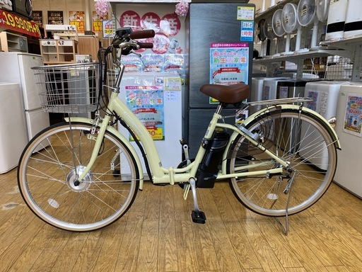 ?21TECHNOLOGY?26インチ?電動アシスト自転車?クリームイエローカラー?No.2322UT?