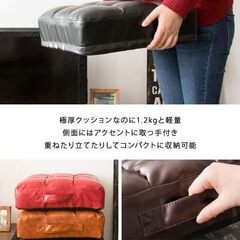 宮武製作所 レザークッション 幅38×奥行き38×高さ14cm ブラック 厚さ(14㎝) #1の画像