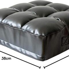 宮武製作所 レザークッション 幅38×奥行き38×高さ14cm ブラック 厚さ(14㎝) #1の画像