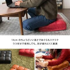 宮武製作所 レザークッション 幅38×奥行き38×高さ14cm ブラック 厚さ(14㎝) #2の画像